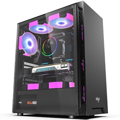 upim Gaming Case,Mid-Tower PC Gaming Case ATX/M-ATX - Front I/O USB 3.0 Port - Full Side Through Glass - 8 Fan Position-Water Cooling Installation Ready (Color : Black)