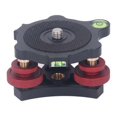 Camera Tripod Head Leveling Base, Camera Leveler Aluminum Alloy 3/8 Inch Thread 3 Bubble Level Triple Wheel Leveler for Macro Panoramic Photography