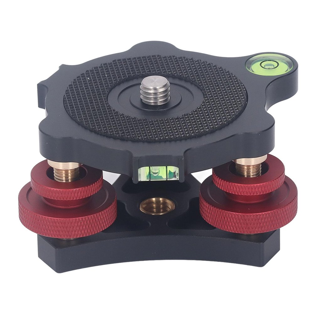 Camera Tripod Head Leveling Base, Camera Leveler Aluminum Alloy 3/8 Inch Thread 3 Bubble Level Triple Wheel Leveler for Macro Panoramic Photography