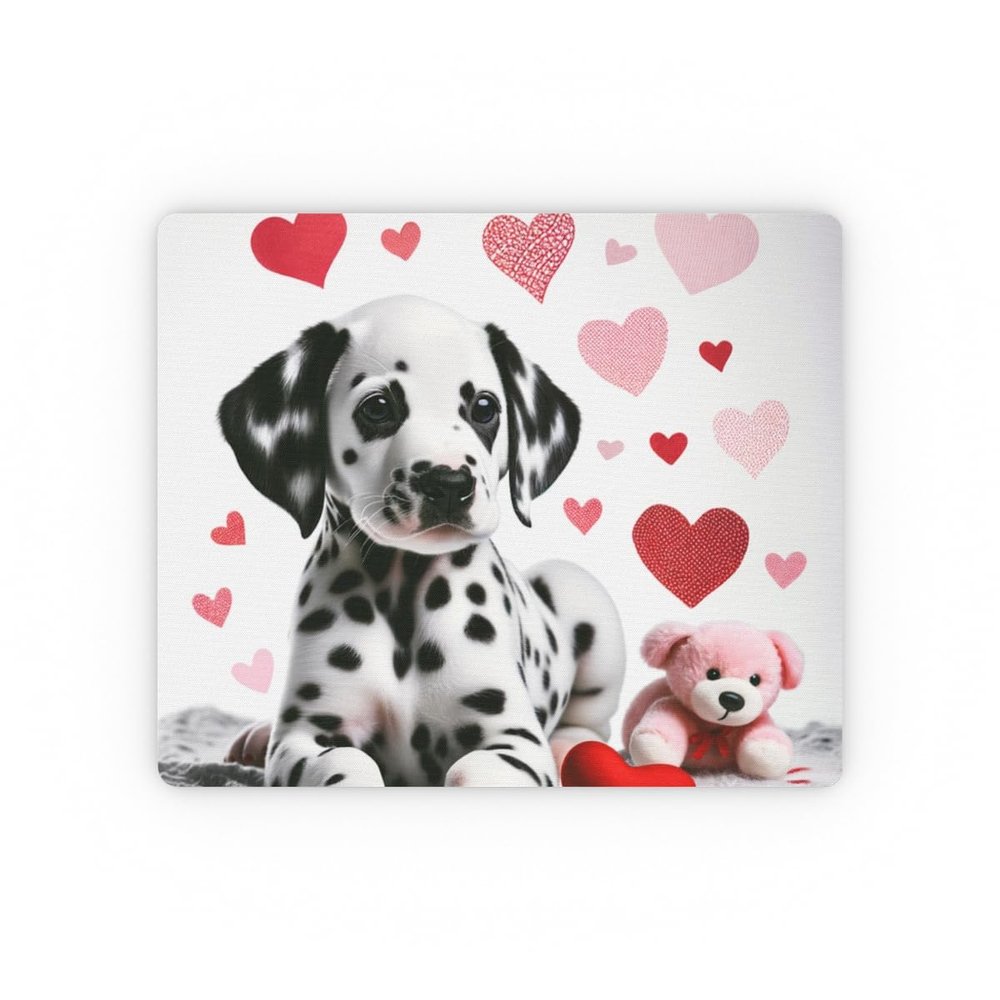 DistinctInk Mouse Pad - 1/4" Foam Rubber - Valentine's Day Dalmatian Puppy