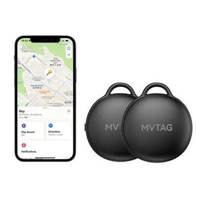 Bluetooth Tracker, Item Locator, Works with Find My App(Only iOS), IP67 Waterproof, Replaceable Battery, Anti Loss Device for Bag, Key, Luggage, Wallet (F6) (2*Black)