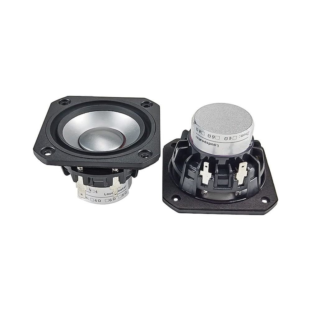 BbteK Element Tweeter 2.5 Inch Square Neodymium Full Range Speaker Anodized Aluminum Cone 25Core Voice Coil Tweeter Mid Bass 103HZ 20W Loudspeaker