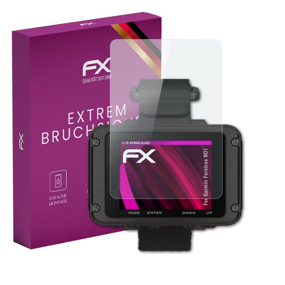 atFoliX Plastic Glass Protective Film compatible with Garmin Foretrex 801, 9H Hybrid-Glass FX Screen Protector
