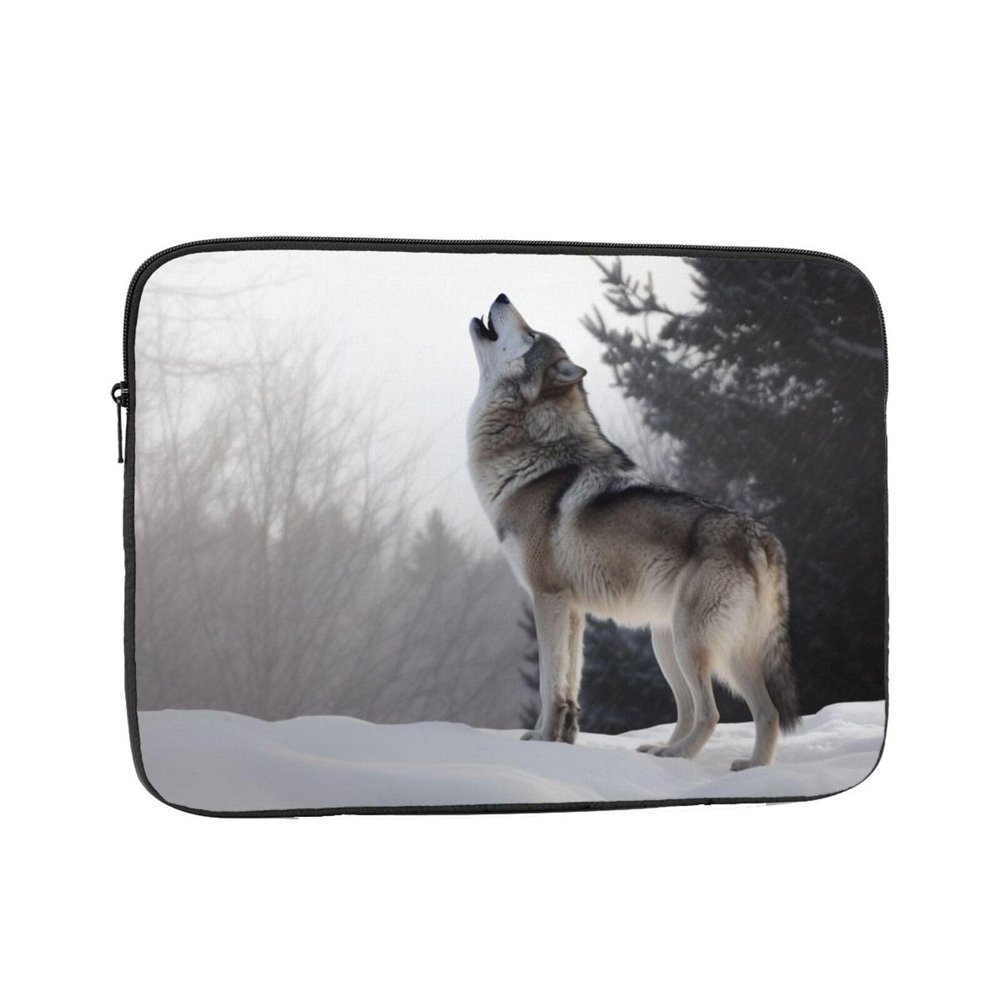 AdaNti Howling Wolf Laptop Sleeve Protective Case Water Resistant Shockproof Computer Bag Briefcase Carrying Cover for Travel Work 17 inch, Black, 10980