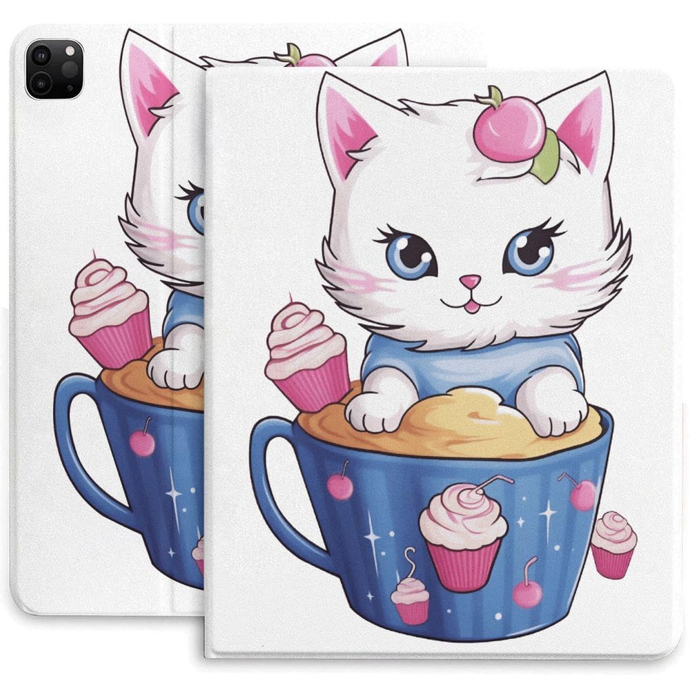 Case for iPad Pro 11 Inch Case 2020(2nd Gen) with Pencil Holder, Smart iPad Case Support Touch ID and Auto Wake/Sleep -Cupcake Cat
