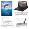 CAPAUNVDA for Kindle Fire HD 8 & 8 Plus Tablet Case with Keyboard 8 Inch (12th /10th Generation, 2022/2020 Release),Soft PU Stand Folio Cover with Detachable Wireless Keyboard,Cute Dolphin view 4