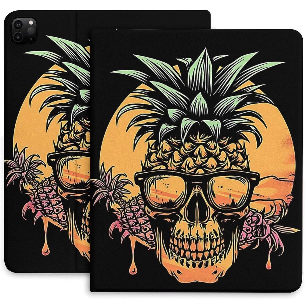 Case for iPad Pro 11 Inch Case 2020(2nd Gen) with Pencil Holder, Smart iPad Case Support Touch ID and Auto Wake/Sleep -Crazy Pineapple Skull