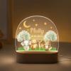 Goodqueen Personalized Forest Animals Acrylic Lamp with Name, Custom Elephant Bear Deer Acrylic Lamp for Baby, Customized Moon Stars Baby Night Light Personalized Gifts for Boys Girls Toddlers Kids view 1