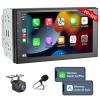 7In Double Din Car Stereo Wireless CarPlay Wireless Android Auto, Android 2+32G Touchscreen Car Radio Head Unit with Bluetooth, DSP, WiFi,Rearview Backup Camera view 1