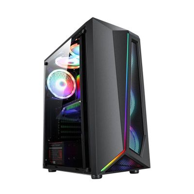 ARrase Computer Case,PC Game Case, Supports ATX/M-ATX/ITX,6 Fans,Supports Water Cooling,RGB Light Bar on The Front,Suitable for Office Games (Color : Black), 18648