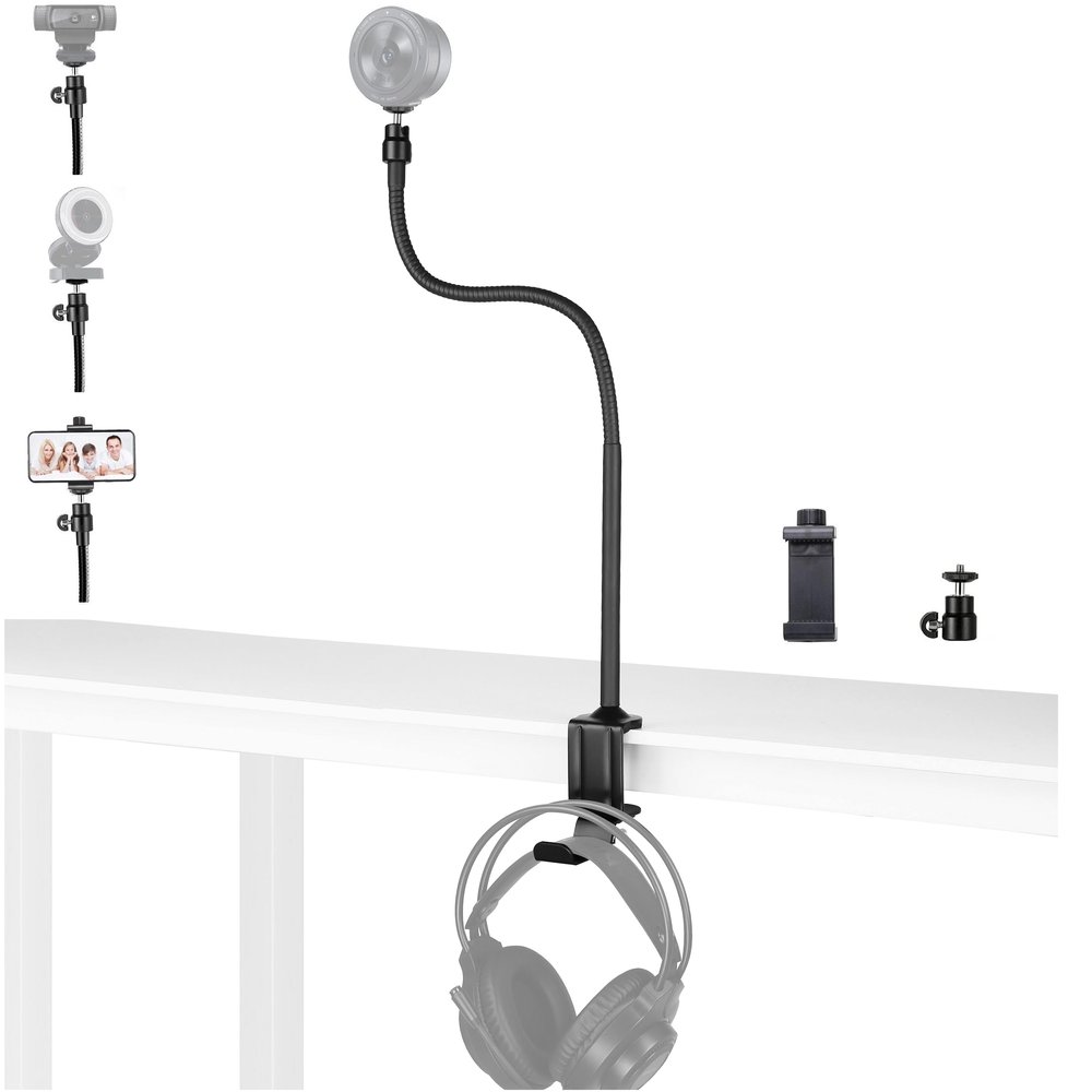 24-Inch Kiyo pro Webcam Stand, Adjustable Webcam Clamp Mount Holder Compatible with Razer kiyo, kiyo pro, kiyo X webcams - 1/4''-20 Interface (Max Loaded 0.5kg/1.1 lbs)