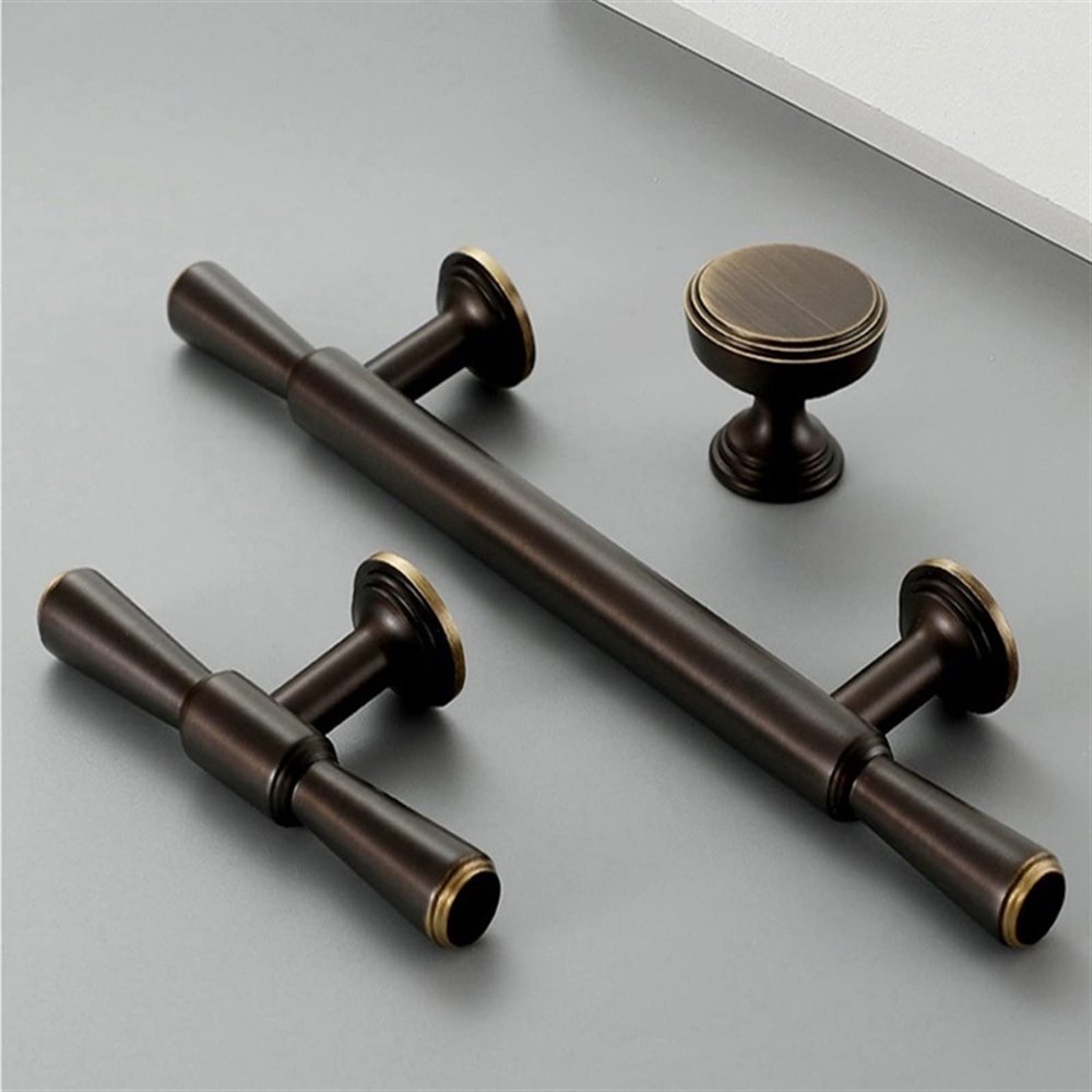 ELTOX Multi Size Gold Modern Simple Kitchen Cabinet Knobs and Handles Drawer Pulls Bedroom Black Knobs Brass T Bar Cabinet Pull 1Pcs (Color : Black)