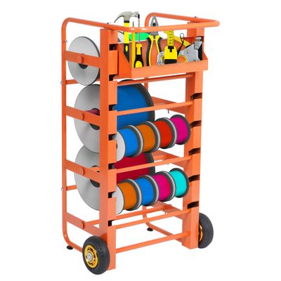 ikare Wire Spool Rack, Cable Caddy Heavy Duty Multi-Spool Wire Rack Dispenser with Wheel, Electrical Wire Spool Holder with Storage Tray for Wiring Storage and Electrical Industrial