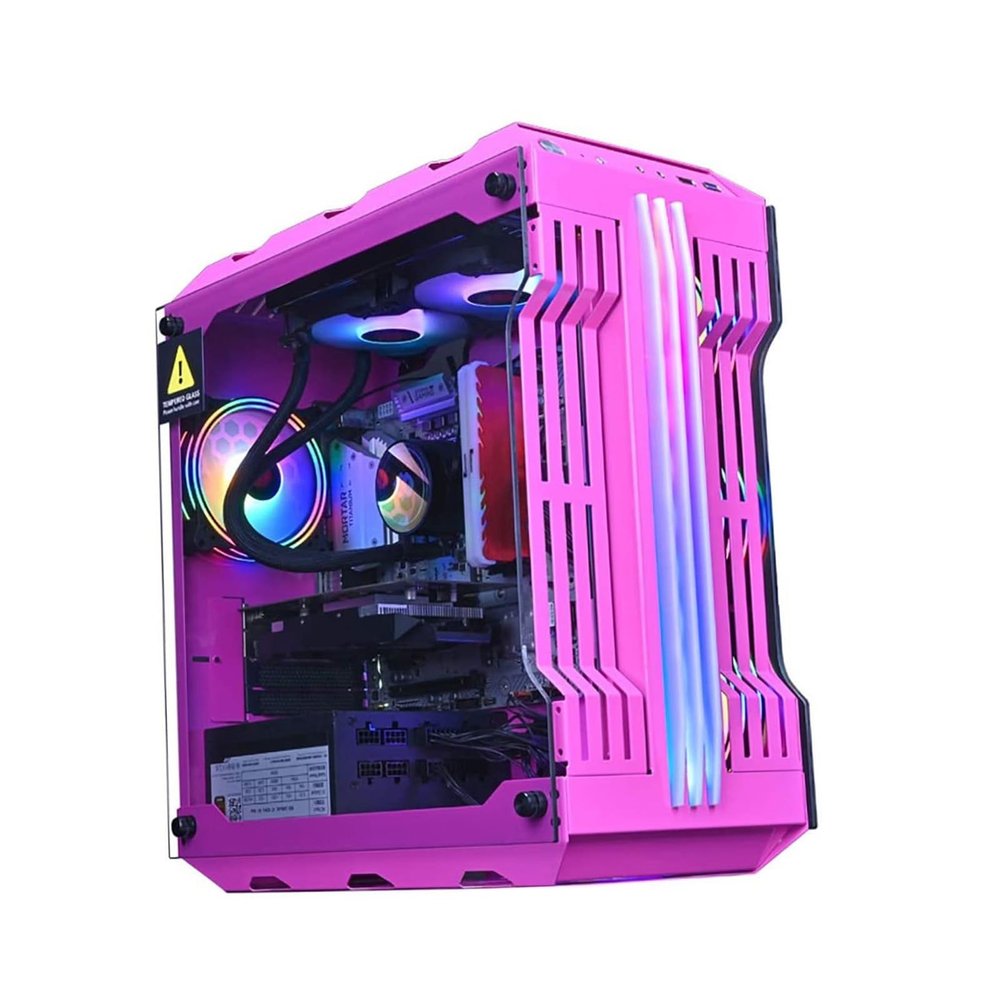 ARrase Computer Case,Tempered Glass Side Panel,Full Side View, Desktop Computer Case,7x120mm Fans,Supports Micro-ATX/Mini-ATX,RGB Light Strip (Color : Style 2), 18648
