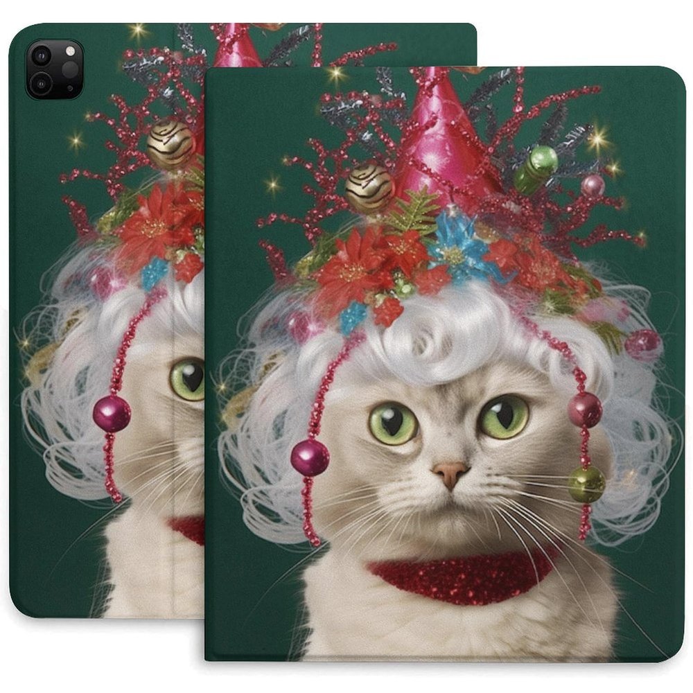 Case for iPad Pro 11 Inch Case 2020(2nd Gen) with Pencil Holder, Smart iPad Case Support Touch ID and Auto Wake/Sleep -Cute Christmas Cat