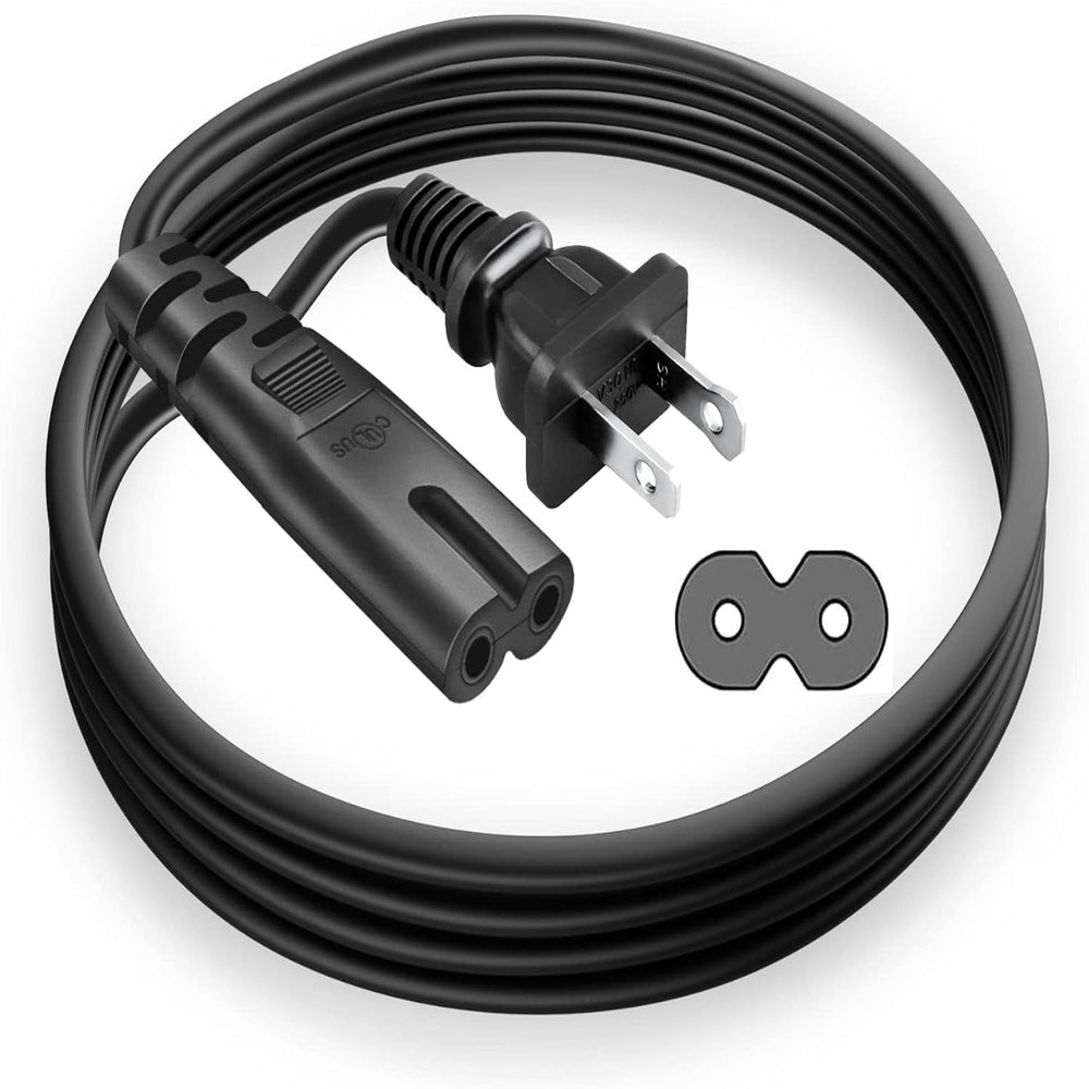 10FT Power Cord for LG TV 24" 28" 32" 40" 43" 48" 49" 50" 55" 60" 65" 75" 80" 85" LCD HD Smart 4K TV 2 Prong AC Power Cable, 43LH570A 55UH6090 55LH575A 55UH6030 32LH500B Charging Cable (Black)