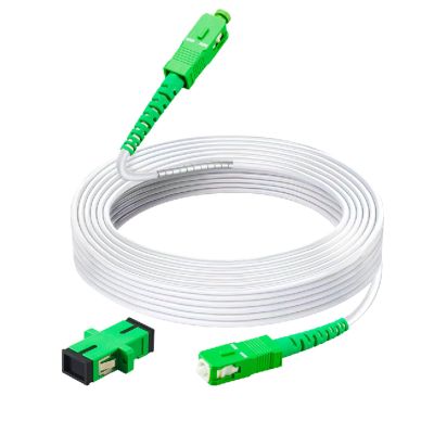 Simplex SC/APC to SC/APC Fiber Optic Internet CableSingle Mode Armored Fiber Optical Patch Cord9/125um OS1/OS2 Compatible Att Fiber Cable LSZH White (3m/10ft)