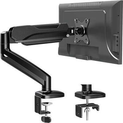 MOUNTUP Single Monitor Desk Mount, Adjustable Gas Spring Monitor Arm Support Max 32 Inch, 4.4-17.6lbs Screen, Computer Monitor Stand Holder with Clamp/Grommet Mounting Base, VESA Mount Bracket 8 Pack
