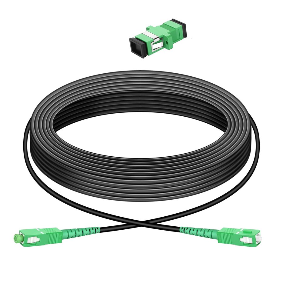 Simplex SC/APC to SC/APC Fiber Patch Cable 100m/328ft,Fiber Optic Internet Cable,Single Mode Armored Fiber Optic Jumper Optical Patch Cord, Att Fiber Cable OS1/OS2 Compatible OD 3.0mm LSZH Black
