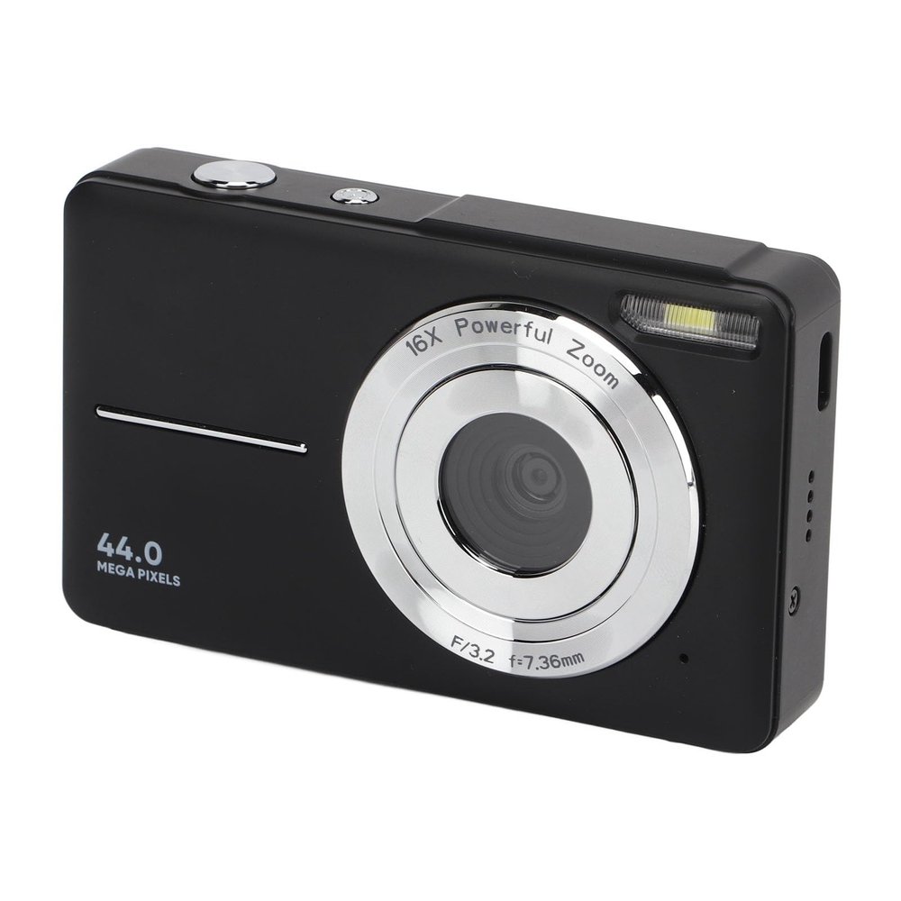 flexman Digital Camera, 44MP 16X Digital Zoom Compact Camera with 2.4 Inch Screen, Portable Digital Point and Shoot Camera for Teens Beginners (Black)