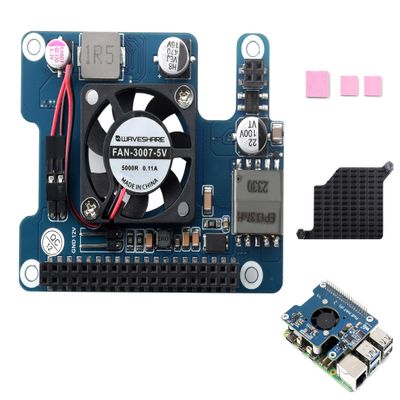 POE HAT Board for Raspberry Pi 5, Power Over Ethernet HAT(POE) with Onboard Cooling Fan and Metal Heatsink, Supports 802.3af/at Network Standard,12V and 5V Power Outputs