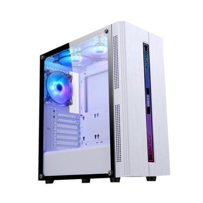 ARrase Computer Gaming Case,Supports ATX M-ATX ITX,USB3.0,RGB Light Bar,Panoramic Side Tempered Glass,6x120mm Fans,Suitable for Gaming and Office Work (Color : Style 2), 18648