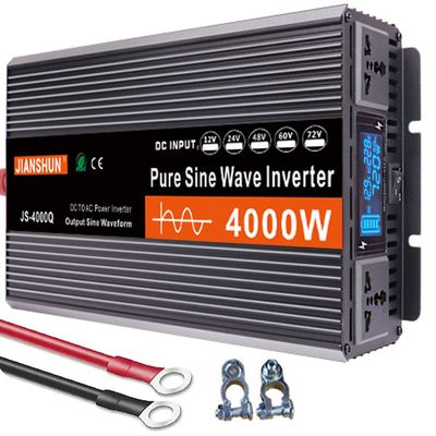 3000W 4000W 5000W 6000W Pure Sine Wave Power Inverter High Efficiency DC 12V/24V to AC 220V 230V 240V Converter Solar Power Inverter with AC Outlets & LCD Display (4000W,12Vto220V)