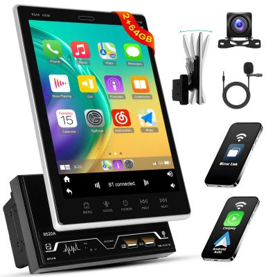 Inefala [2+64GB] Double Din Android 15 Car Stereo with Vertical 9.5 Inch HD Touchscreen, Car Radio with Wireless Carplay Android Auto GPS WiFi Bluetooth FM/RDS EQ SWC Backup Camera MIC
