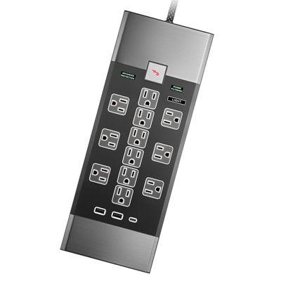 Rocketfish - 12-Outlet 5,280 Joules Surge Protector with USB and USB-C - Apartment & House Essential - Wall Mountable Surge Protector Outlet - Power Strip with Standard & Wide-Spaced Outlets, Black