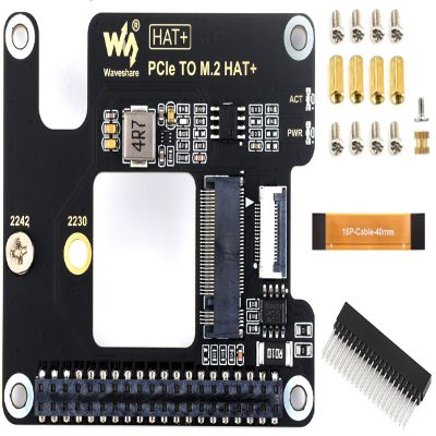 PCIe to M.2 Adapter for Raspberry Pi 5, Supports NVMe Drive Protocol Compatible with 2230/2242 Size M.2 Solid State Drive, High-Speed Reading/Writing, Gen2 and Gen3 Modes, HAT + Standard