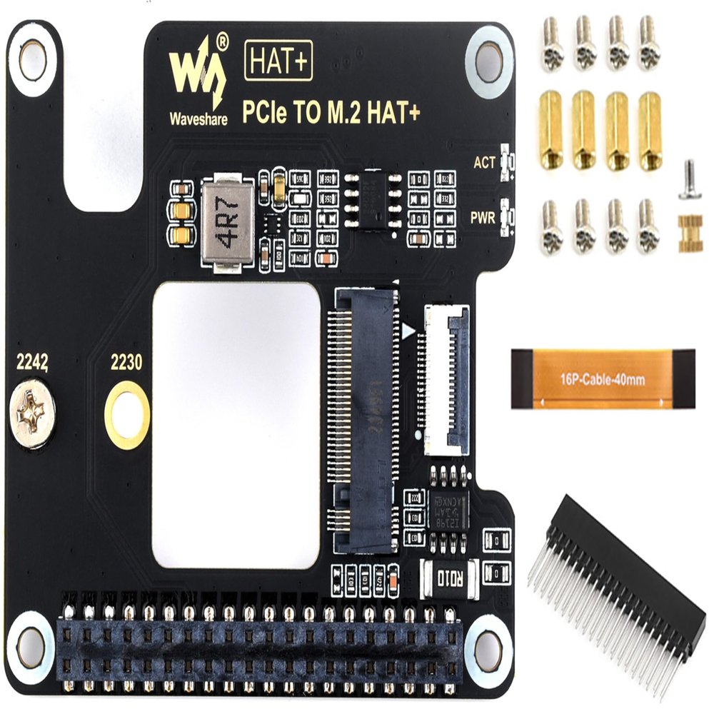 PCIe to M.2 Adapter for Raspberry Pi 5, Supports NVMe Drive Protocol Compatible with 2230/2242 Size M.2 Solid State Drive, High-Speed Reading/Writing, Gen2 and Gen3 Modes, HAT + Standard
