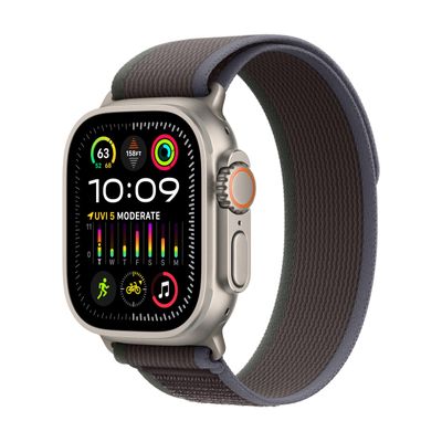 Apple Watch Ultra 2 (GPS + Cellular 49mm) Rugged Titanium Case with Blue/Black Trail Loop, M/L(Renewed)