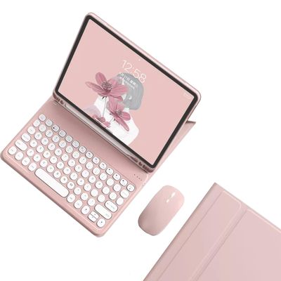 kaidisen Keyboard Case for Galaxy Tab A9+ 11 inch Case with Keyboard and Bluetooth Mouse, Detachable Candy Color Keyboard Cover Round Key,Pink