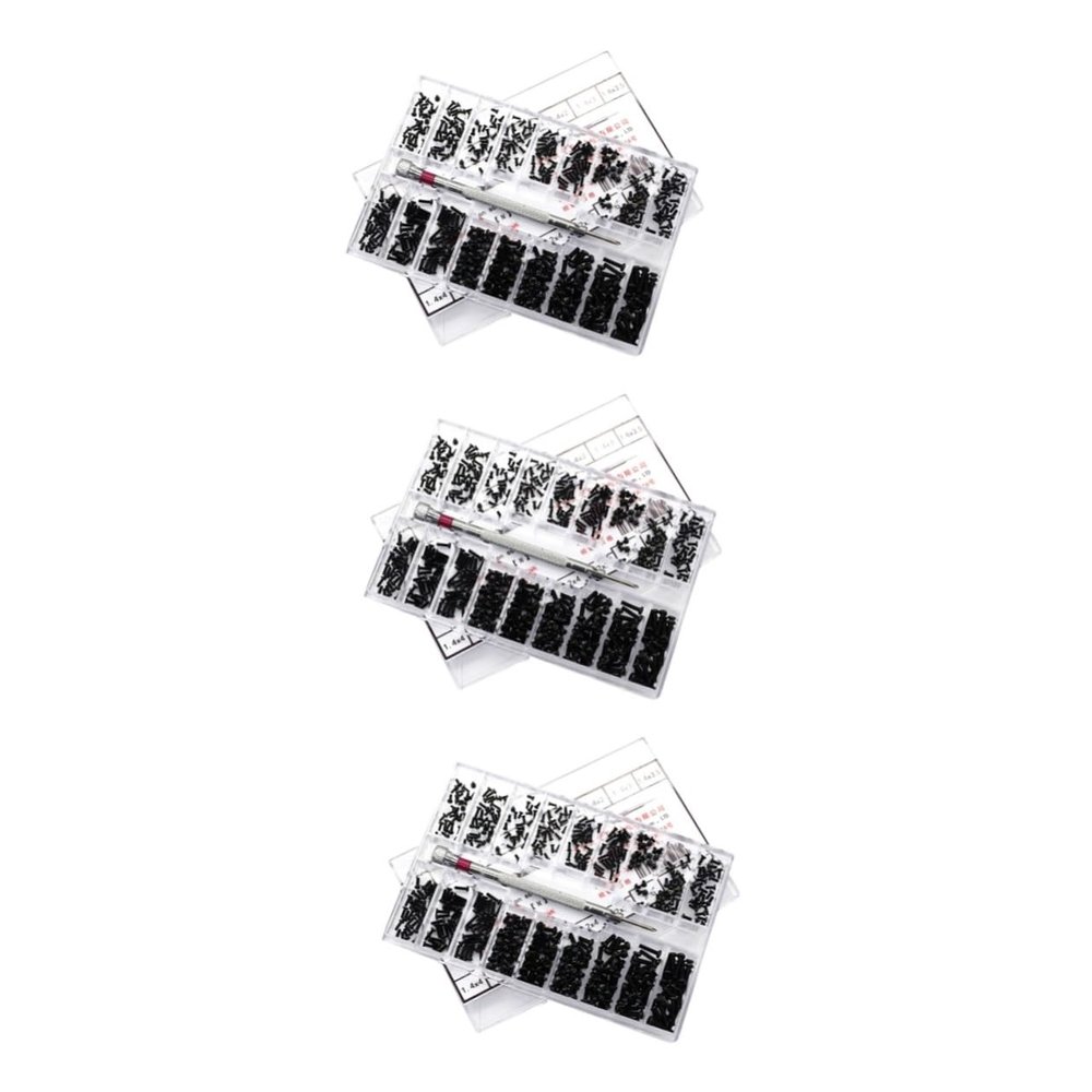 HEALLILY 3pcs Countersunk Screw Set Small Screws for Eyeglasses Watches and Electronics Lightweight Storage Box for Quick Access and Organization