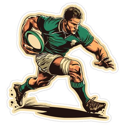 Rugby Sport Sticker 4 Inch Player Scrum Try Tackle - Waterproof Vinyl Decal for Laptop Water Bottle Car Tumbler - Durable Aesthetic Long-Lasting Stickers for Adults ID44990
