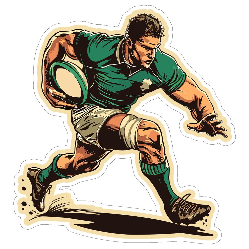 Rugby Sport Sticker 4 Inch Player Scrum Try Tackle - Waterproof Vinyl Decal for Laptop Water Bottle Car Tumbler - Durable Aesthetic Long-Lasting Stickers for Adults ID44990