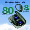 2 Sets Bluetooth Headphones Wireless Earbuds 80hrs Playtime Wireless Charging Case Sports Ear buds with Earhook Premium Deep Bass IPX7 Waterproof Over-Ear Earphones for TV Phone Laptop Olive and White view 3