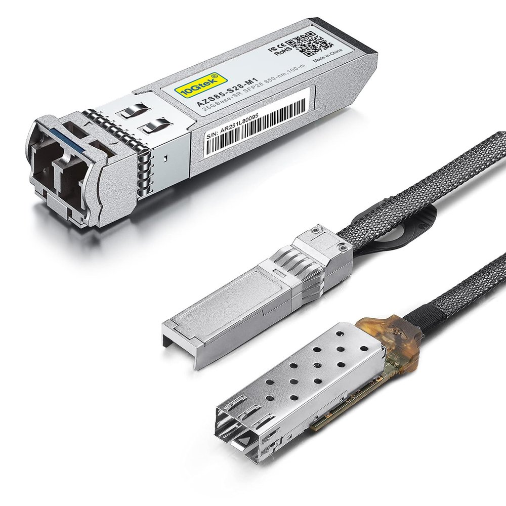 1 Pack of 25G SFP28 SFP+ Transceiver, Compatible with Cisco SFP-25G-SR-S and 1 Pack of 25G SFP28 to SFP28 Extender Cage