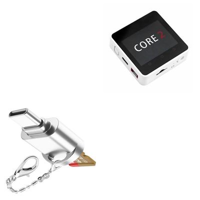 BoxWave Adapter Compatible with M5Stack Core2 ESP32 IoT Development Kit - Micro SD Card miniReader, USB Type-C OTG Reader USB3.0 Adapter Keychain - Metallic Silver