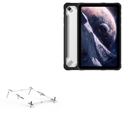 BoxWave Stand and Mount Compatible with Doogee R10 - Pocket Aluminum Stand 3-in-1, Portable Multi Angle Viewing Riser - Metallic Silver
