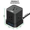 Cube Power Strips with Surge Protection, 10ft Extension Cord with Multiple Outlets, 5 AC Plugs, 3 USB, 1 Usbc Fast Charging Power Strip with USB Ports, Mountable On/Off Switch Charging Station view 2
