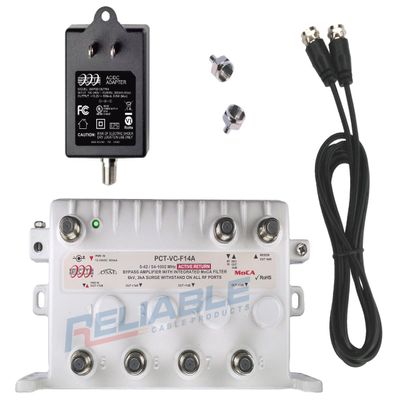 Reliable Cable 5-Port MoCA Cable TV Modem Splitter Signal Booster/Amplifier Kit with Active Return (NOT Recommended for use with Antenna Systems (OTA) and Will NOT Work with Satellite Systems)