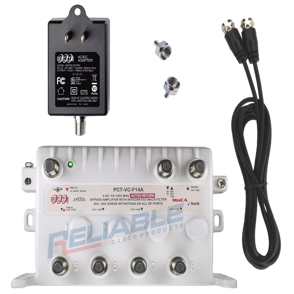 Reliable Cable 5-Port MoCA Cable TV Modem Splitter Signal Booster/Amplifier Kit with Active Return (NOT Recommended for use with Antenna Systems (OTA) and Will NOT Work with Satellite Systems)