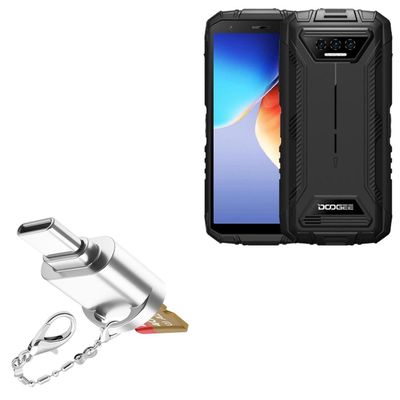 BoxWave Adapter Compatible with Doogee S41 Pro - Micro SD Card miniReader, USB Type-C OTG Reader USB3.0 Adapter Keychain - Metallic Silver