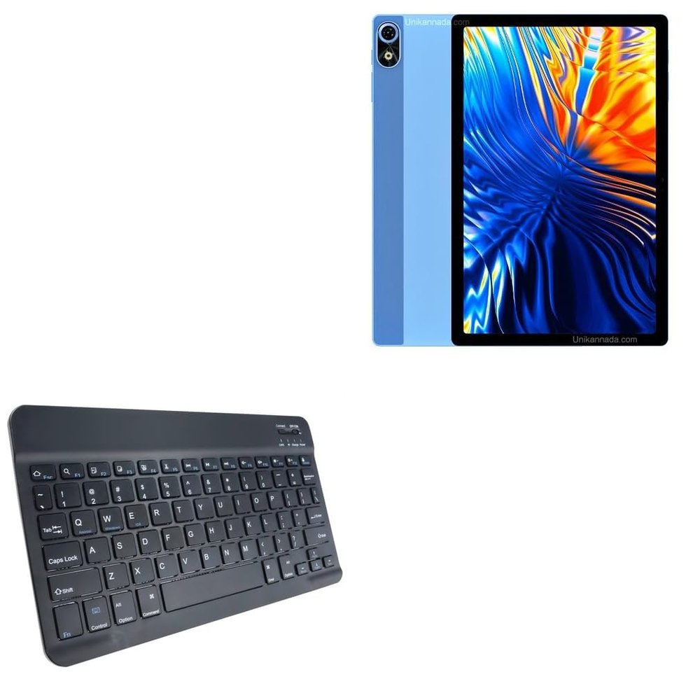 BoxWave Keyboard Compatible with Doogee T10Plus - SlimKeys Bluetooth Keyboard, Portable Thin with Chiclet-Style Keys - Jet Black