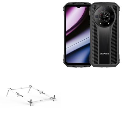 BoxWave Stand and Mount Compatible with Doogee S110 - Pocket Aluminum Stand 3-in-1, Portable Multi Angle Viewing Riser - Metallic Silver