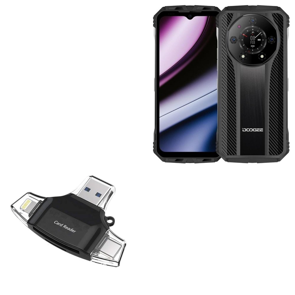 BoxWave Smart Gadget Compatible with Doogee S110 - AllReader SD Card Reader, microSD Card Reader SD Compact USB - Jet Black