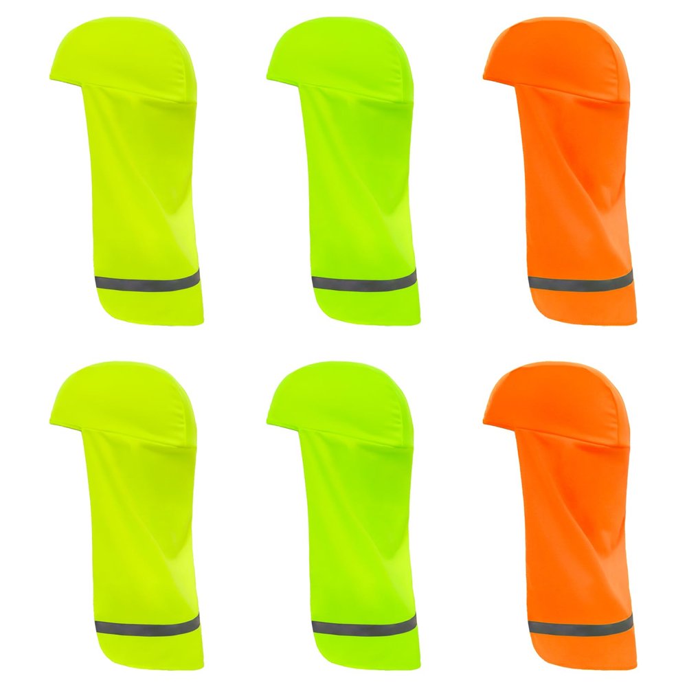 Gvhntk 6 Pcs Hard Hat Sun Shade with Reflective Strip Hard Hat Elastic Neck Shade Cooling Skull Cap Sun Neck Protector Quick Dry Neck Cover for Outdoor Activities Fishing Riding