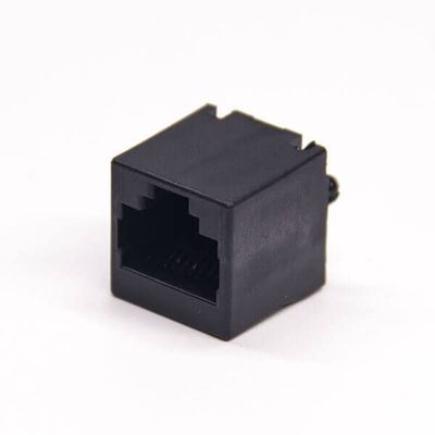 20pcs RJ45 180 Degree Couple Single Port Black Plastic Unshielded Jack Through Hole Without LED PCB Mount