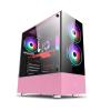 ARrase Computer Gaming Case,ATX/M-ATX/ITX Desktop Case,Pre-Installed with 6 Fans,Double-Sided Tempered Glass,Suitable for Home Gaming and Office Use (Color : Pink), 18648 view 1